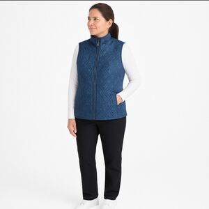 Chicos Embroidered Reversible Denim/Snake Print Vest, Chicos size 0, 6 NWOT